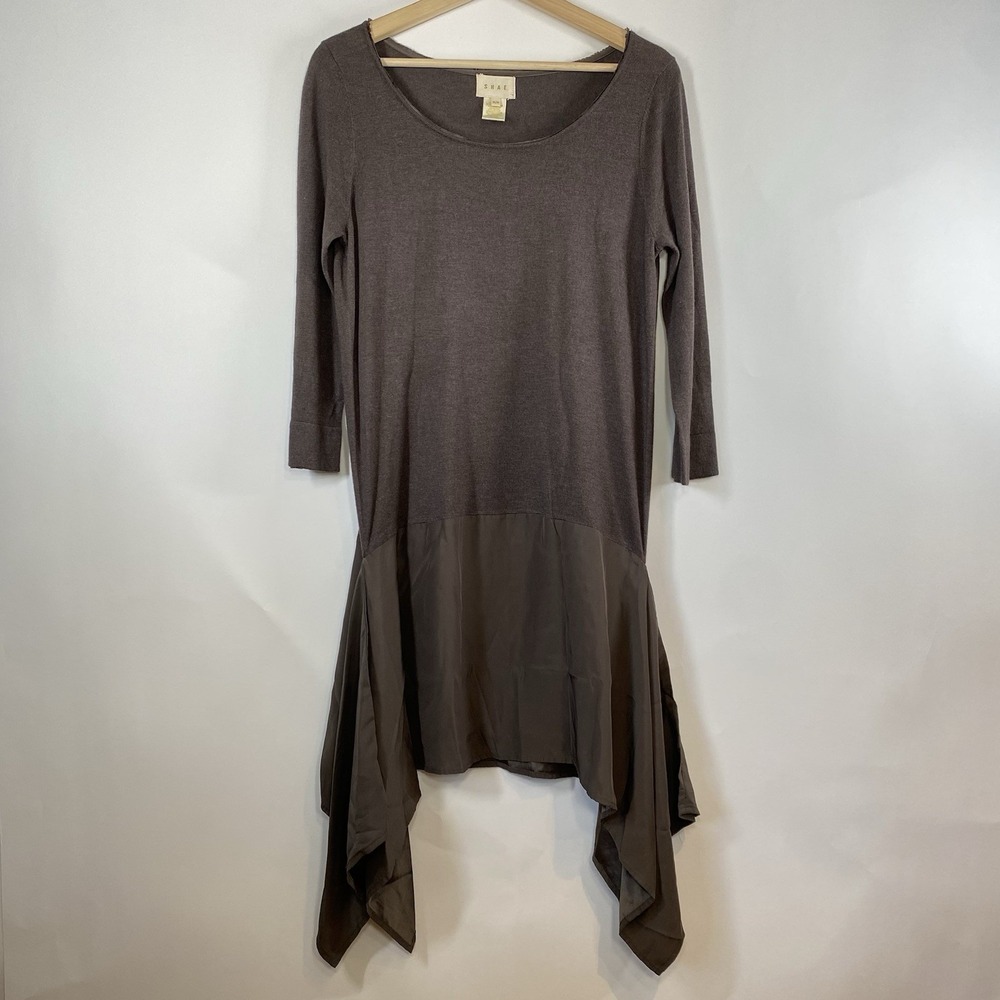 SHAE Women's Asymmetrical Handkerchief Hem Silk Blend Dress Size M Lagenlook